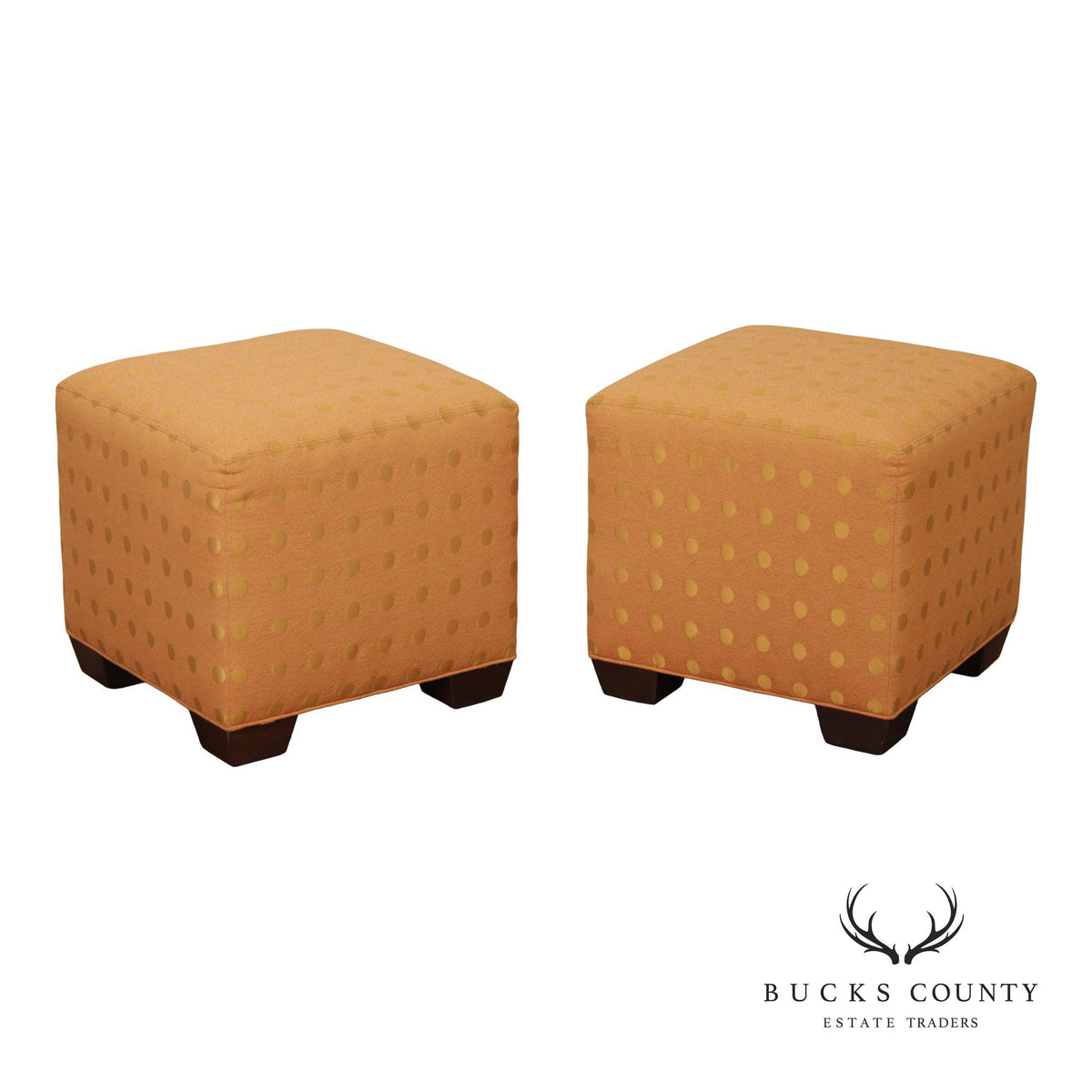 Pair of Upholstered Cube Ottomans