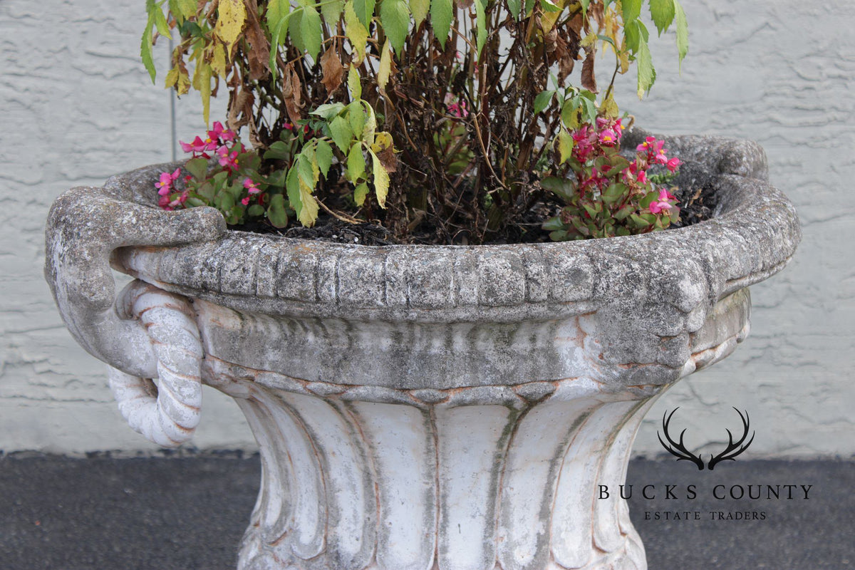 Classical Style Pair of Cast Stone Garden Urns