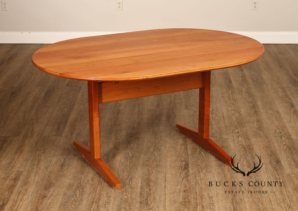Mid Century Modern Oval Wood Dining Table With Trestle Base