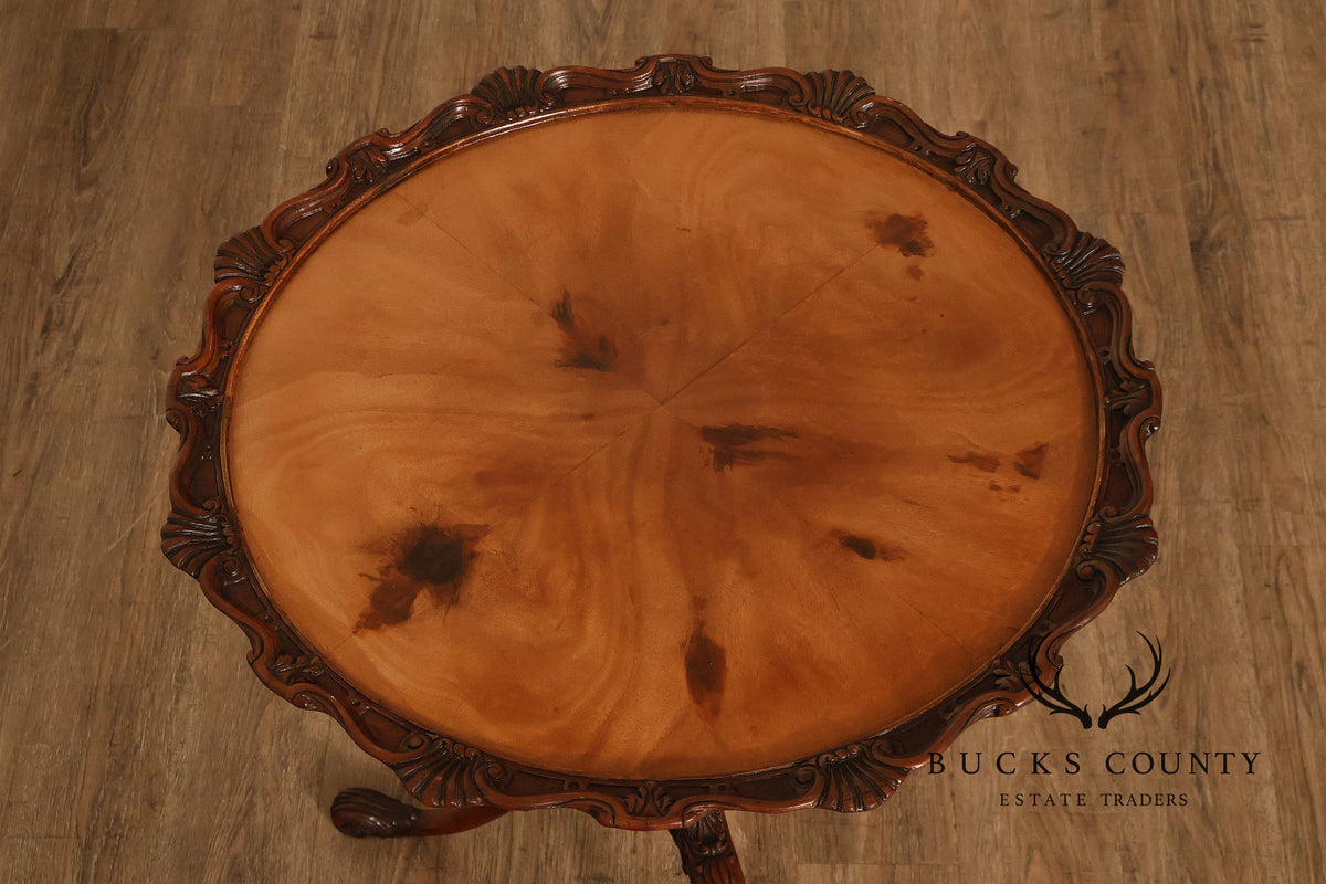Queen Anne Style Flame Mahogany Pie Crust Top Pedestal Table