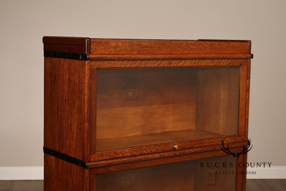 Macey Antique Oak Three Stack Barrister Bookcase