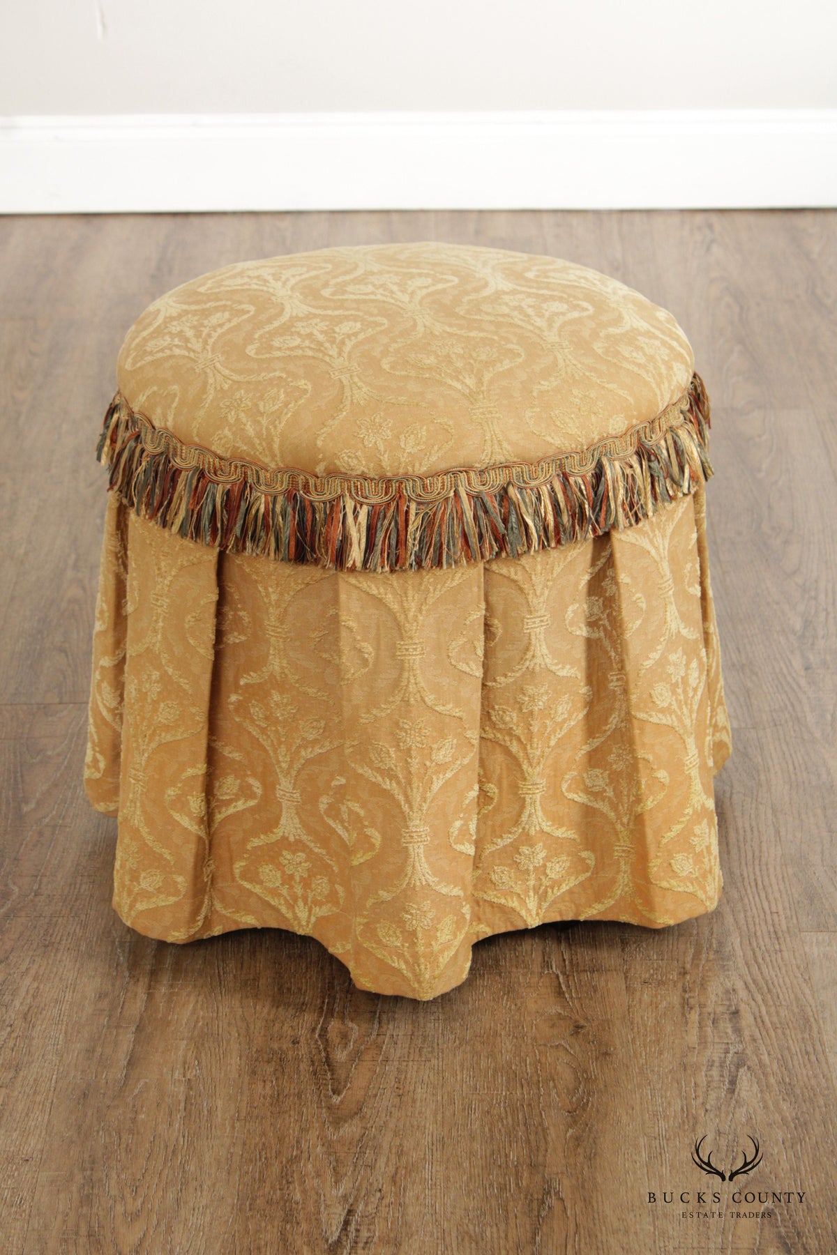 Traditional Custom Upholstered Round Vanity Stool
