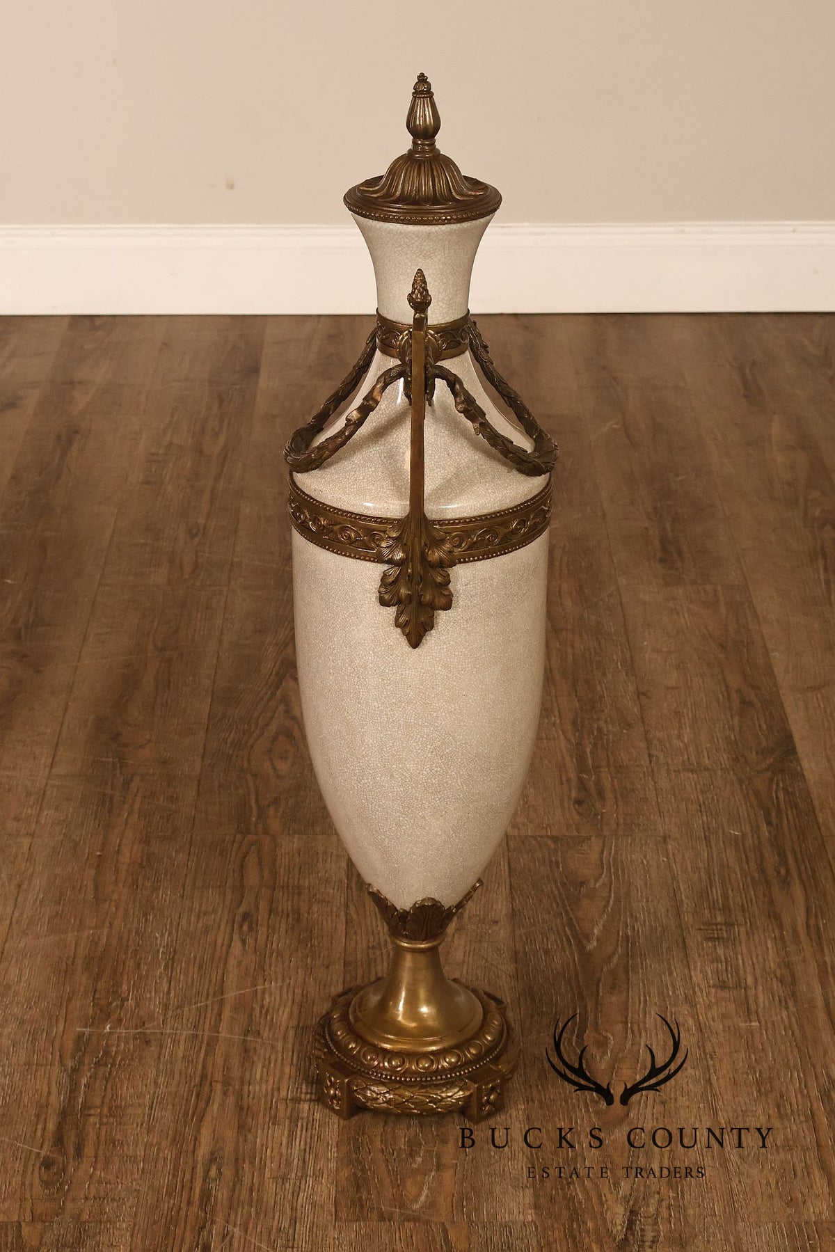 Neoclassical Style Crackle Glazed Porcelain Urn