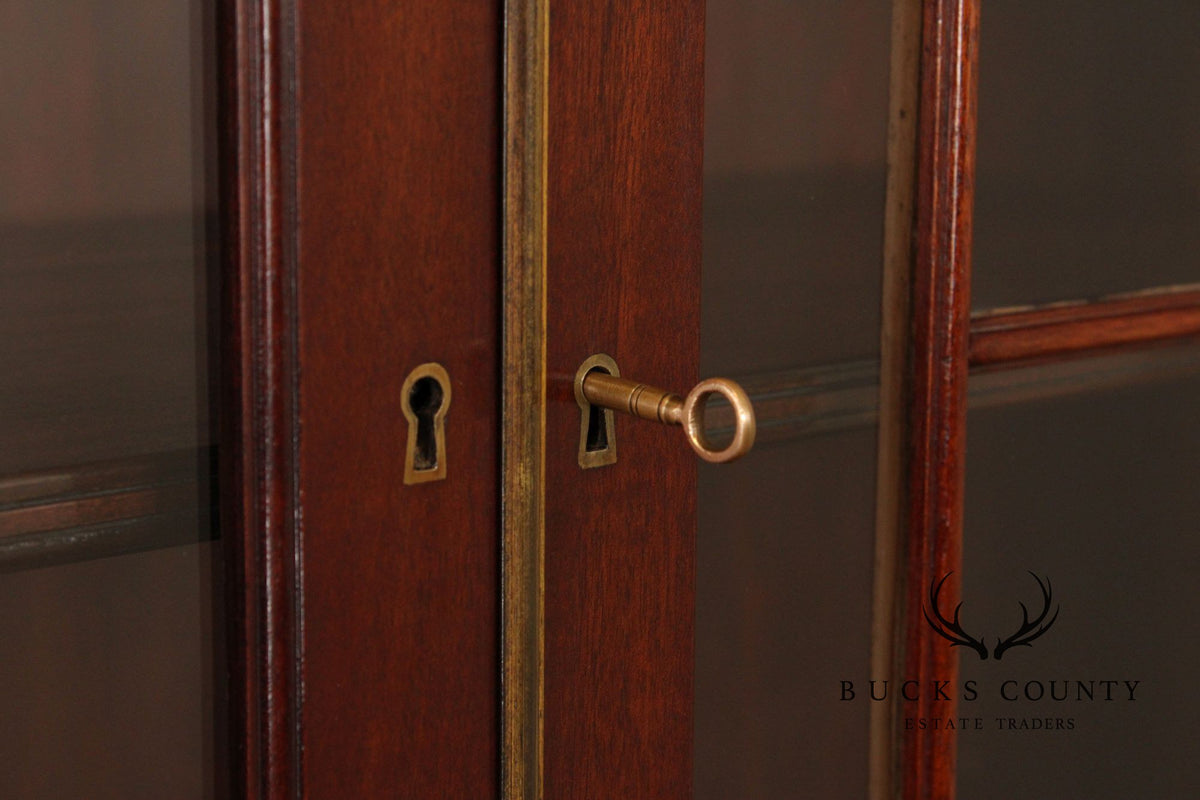 Regency Style Mahogany Breakfront Bookcase Cabinet