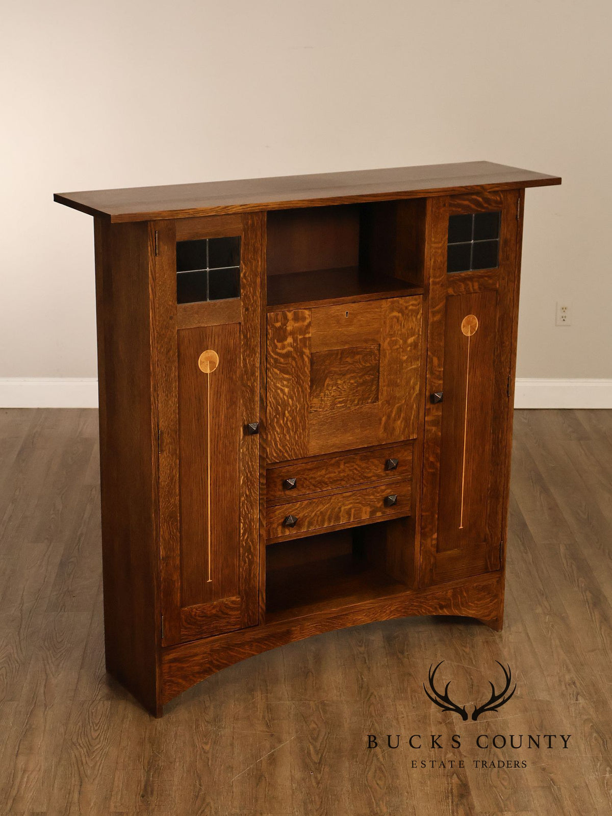 Stickley Harvey Ellis Mission Collection Oak Fall Front Secretary Bookcase