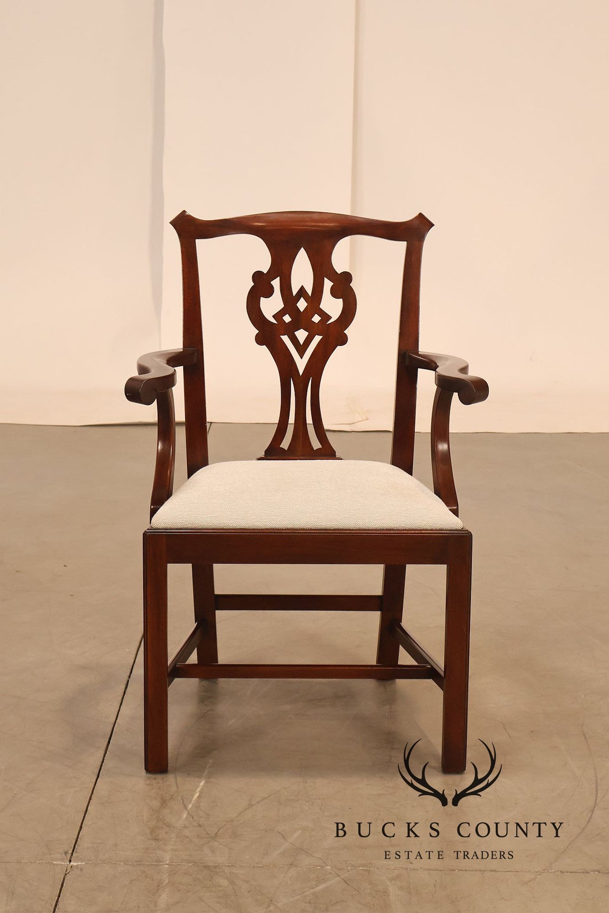 Henkel Harris Chippendale Style Pair of Mahogany Armchairs