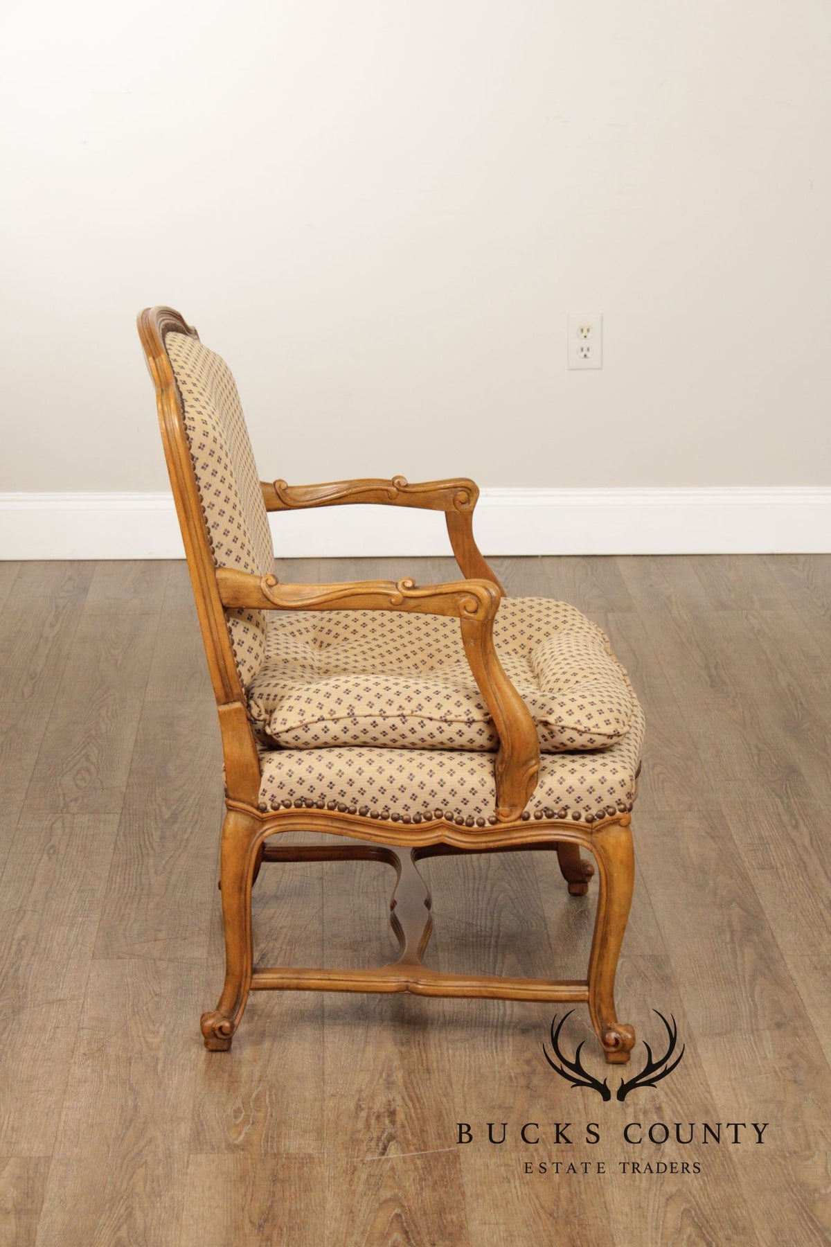 French Provincial Style Carved Frame Fauteuil Armchair