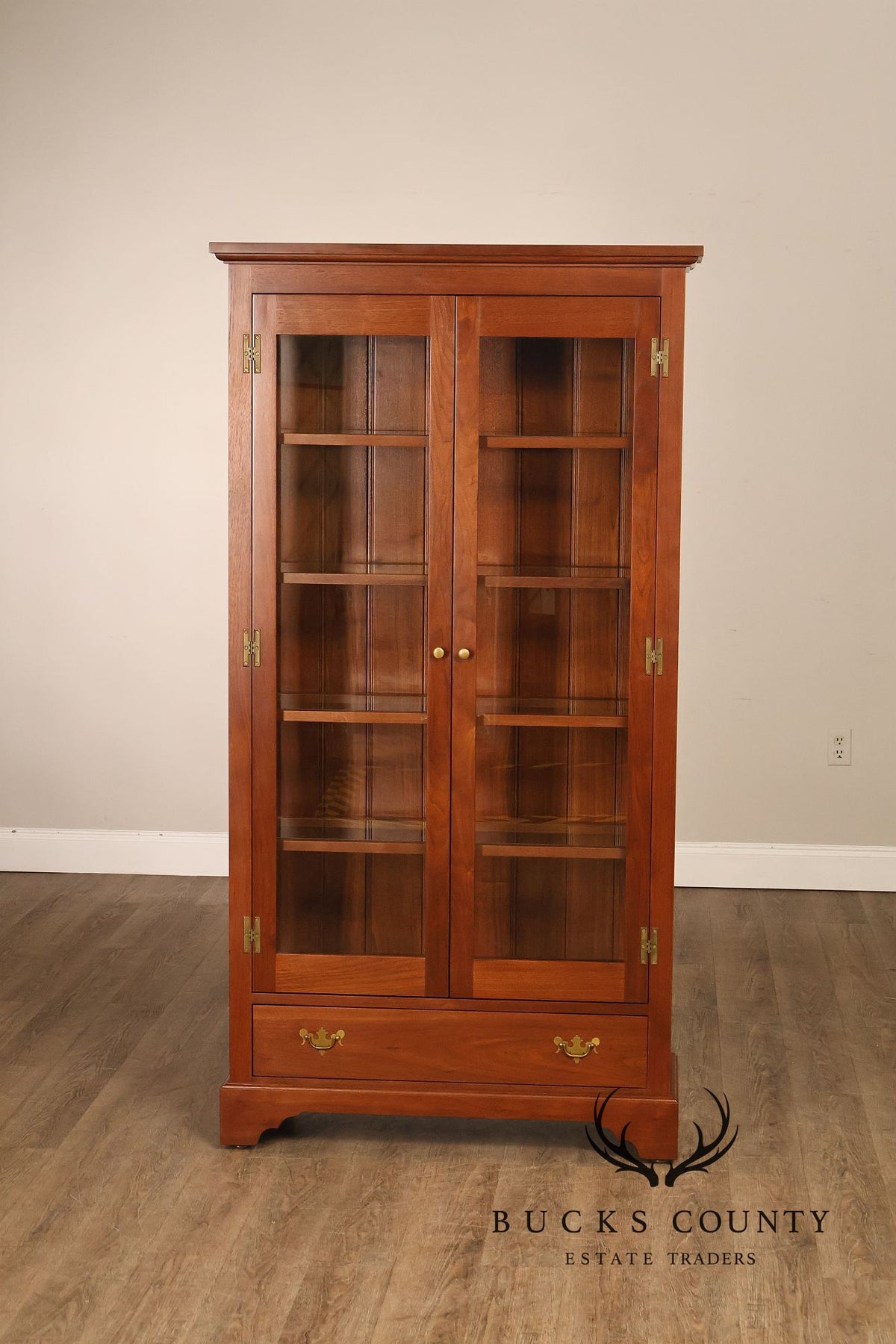 E.A. Clore Chippendale Style Bench Made Walnut Display Cabinet