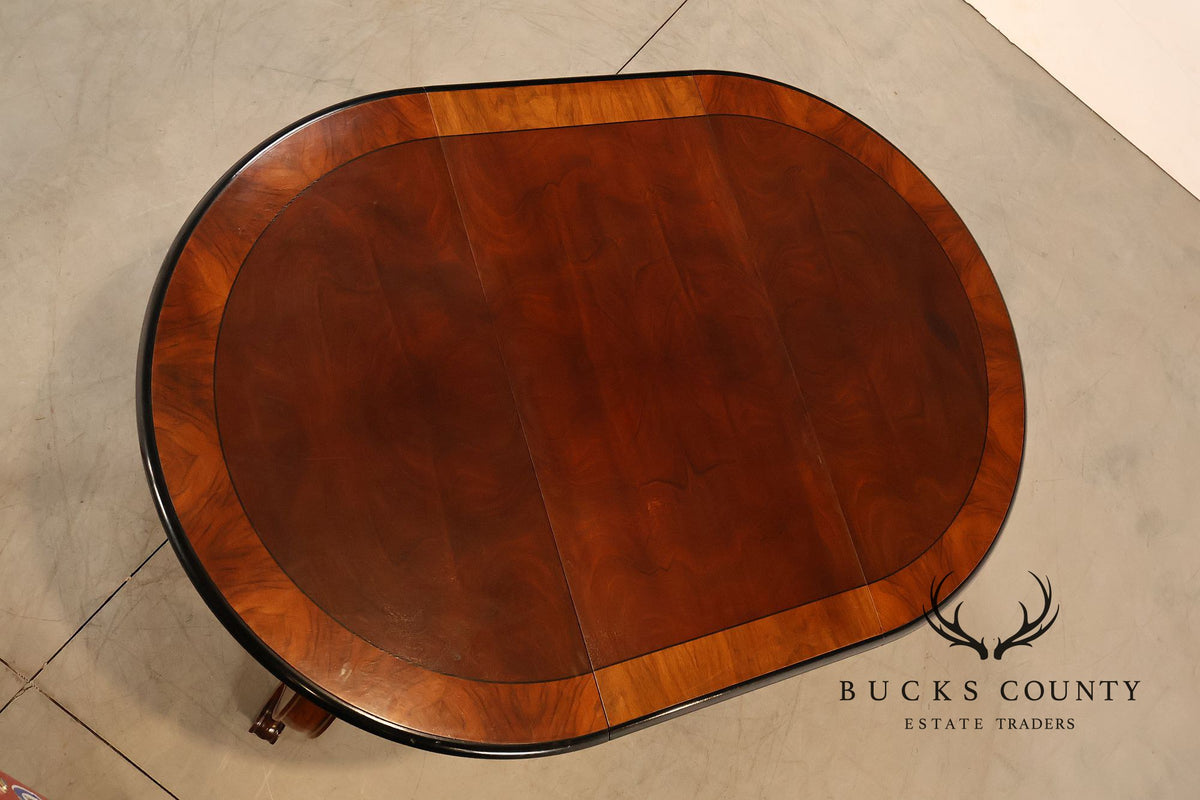 Traditional Round Mahogany Dining Table With Leaf And Banded Top