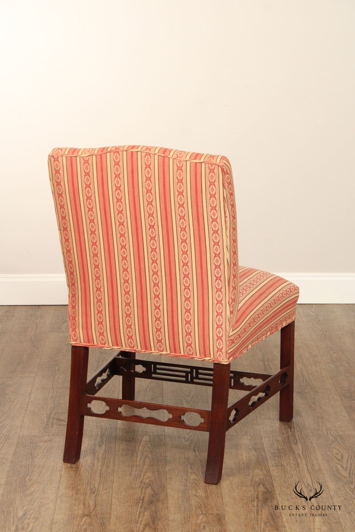Chippendale Style Custom Upholstered Pair Of Mahogany Side Chairs