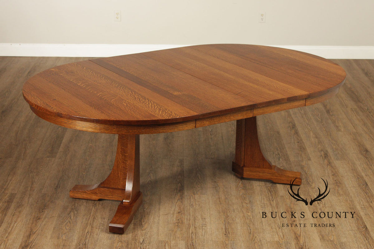 Stickley Mission Collection Round Oak Expandable Dining Table