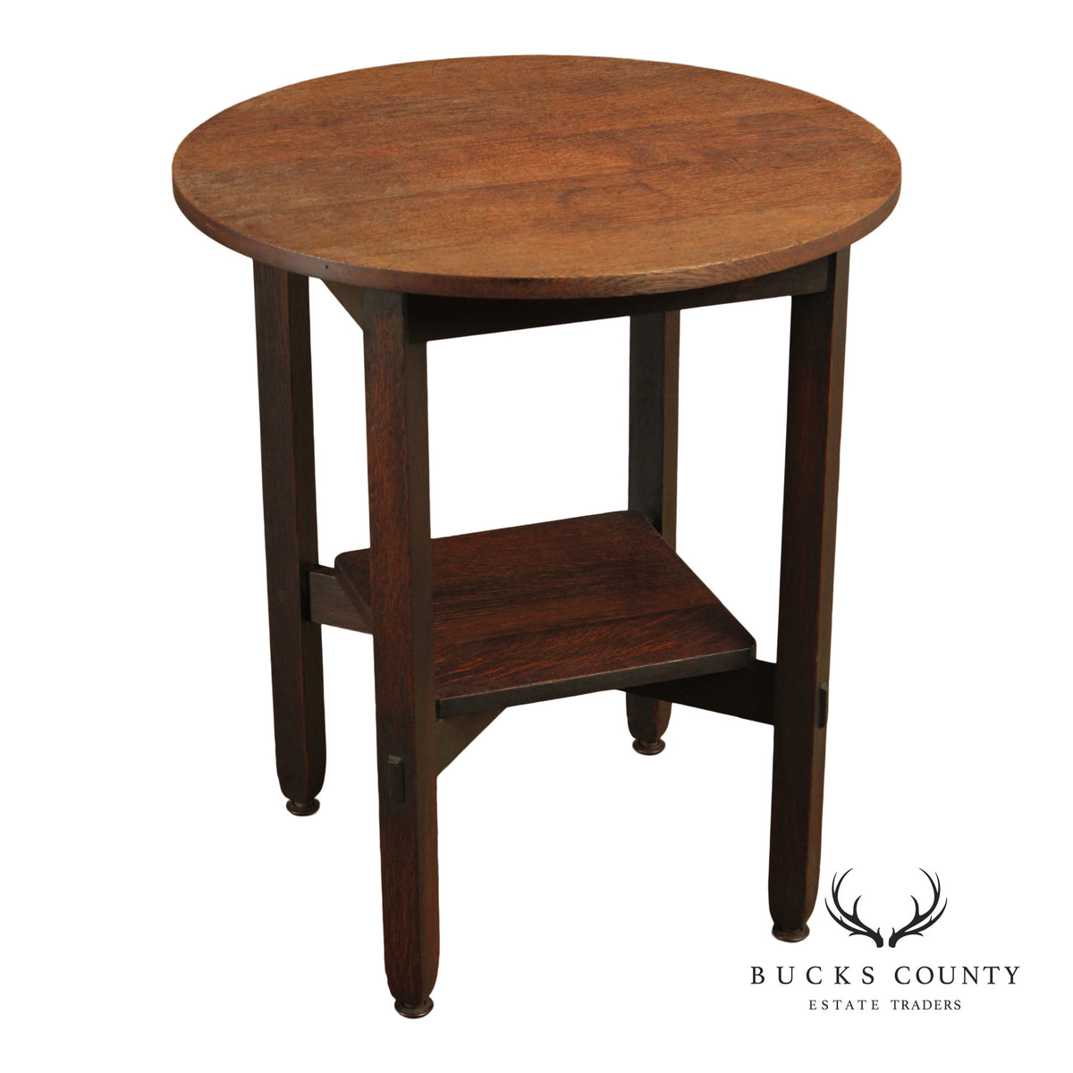 Stickley Brothers Antique Mission Oak Round Lamp Table