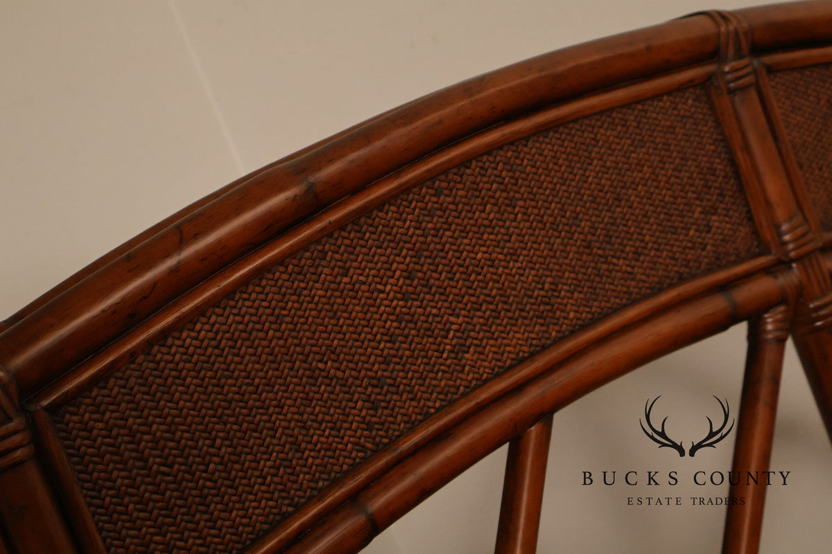 Chinese Chippendale Style Faux Bamboo and Rattan Queen Bed Frame