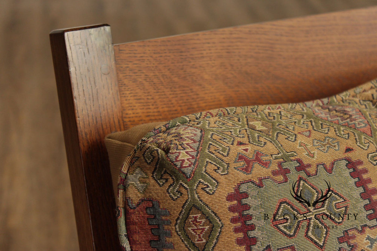 Stickley Mission Oak Collection Bow Arm Morris Chair and Ottoman