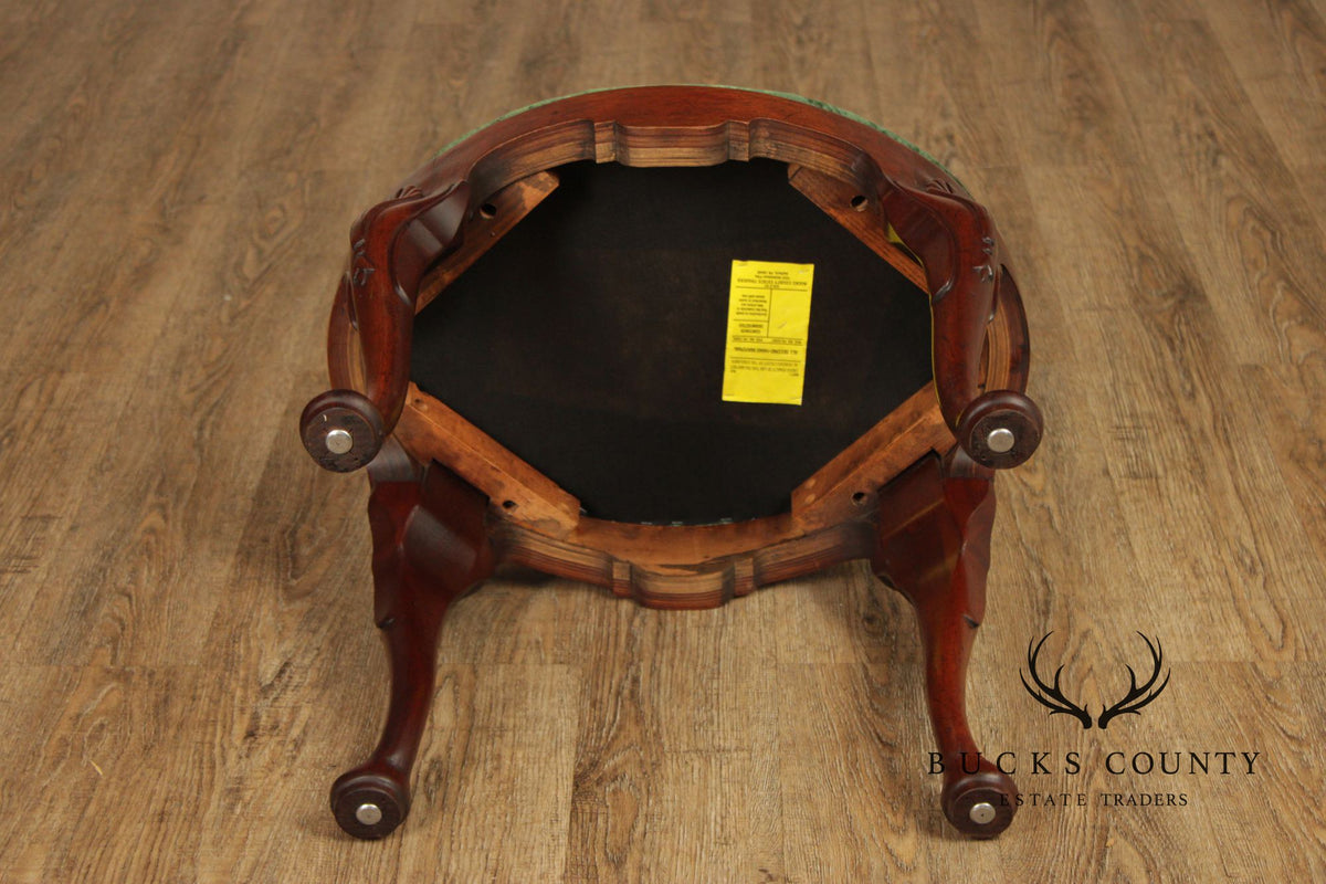 Hickory Chair Georgian Styler Carved Mahogany Vanity Bench Stool