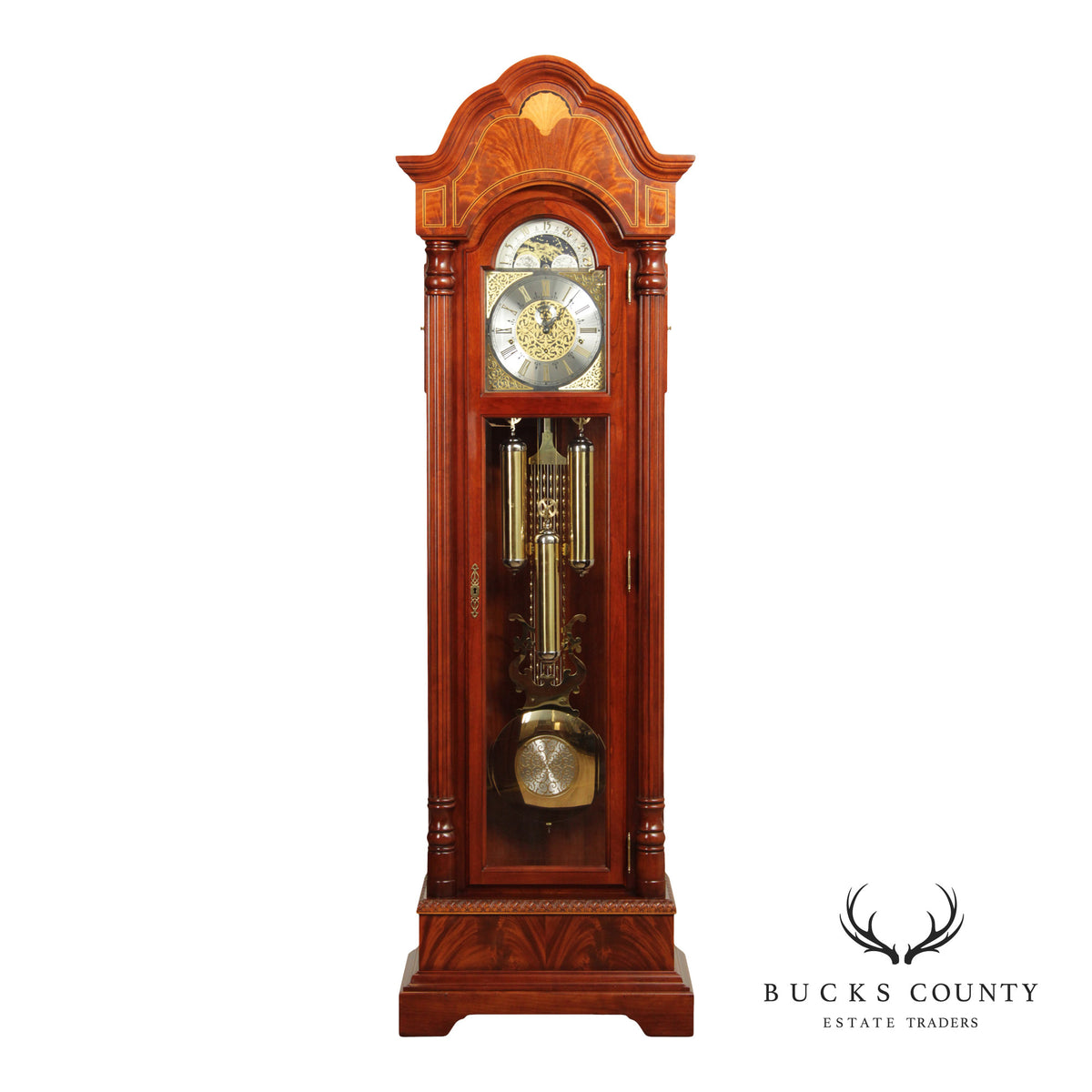 Sligh Federal Style Inlaid Mahogany Grandfather Clock