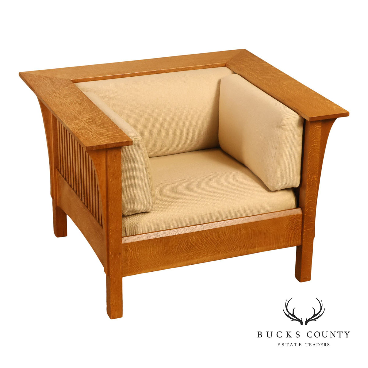 Stickley Mission Collection Prairie Spindle Oak Lounge Chair
