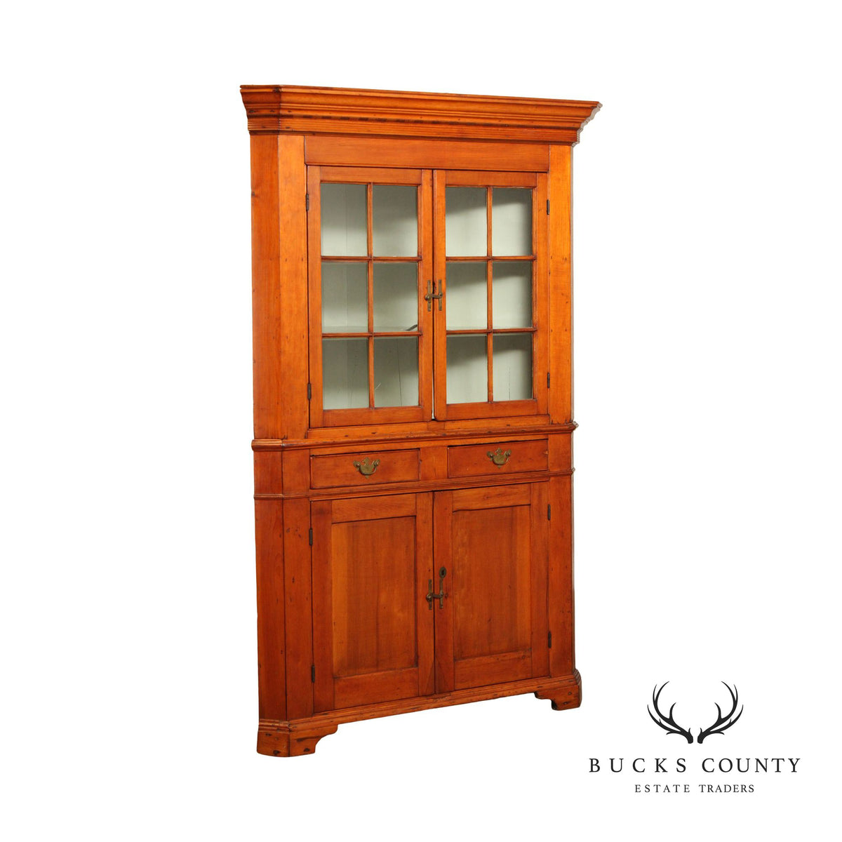 Antique American Chippendale Farmhouse Style Cherry Corner Cabinet