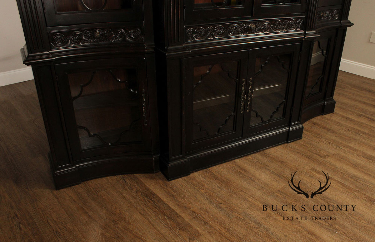 Tuscan Style Large Ebonized Display Cabinet
