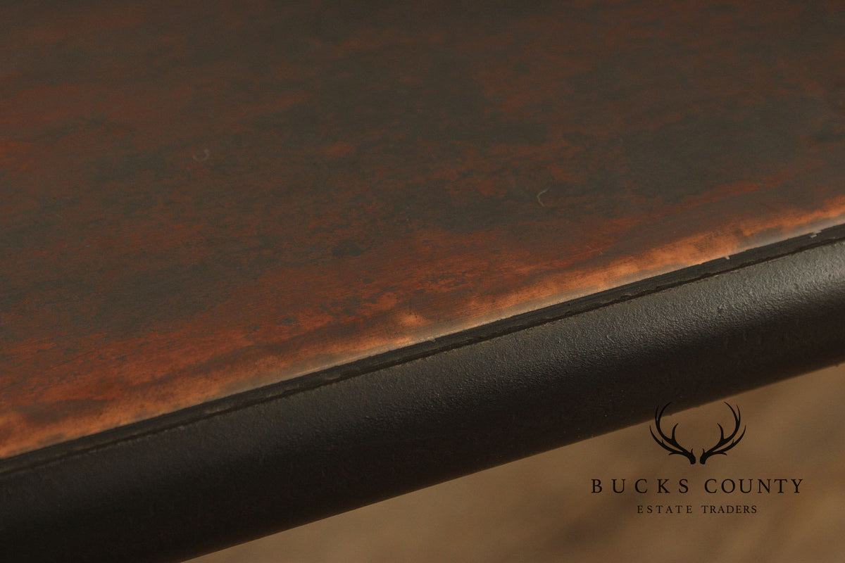 QualityForged Iron and Hammered Copper Top Console Table