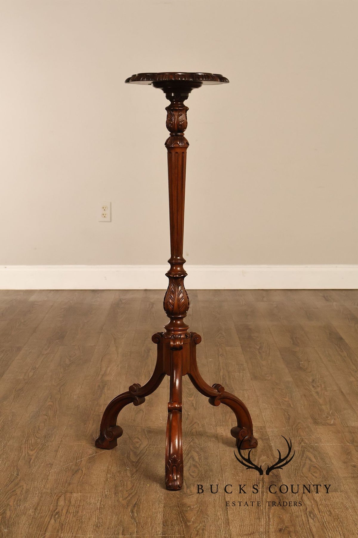 Baker Furniture Carved Mahogany Plant Stand