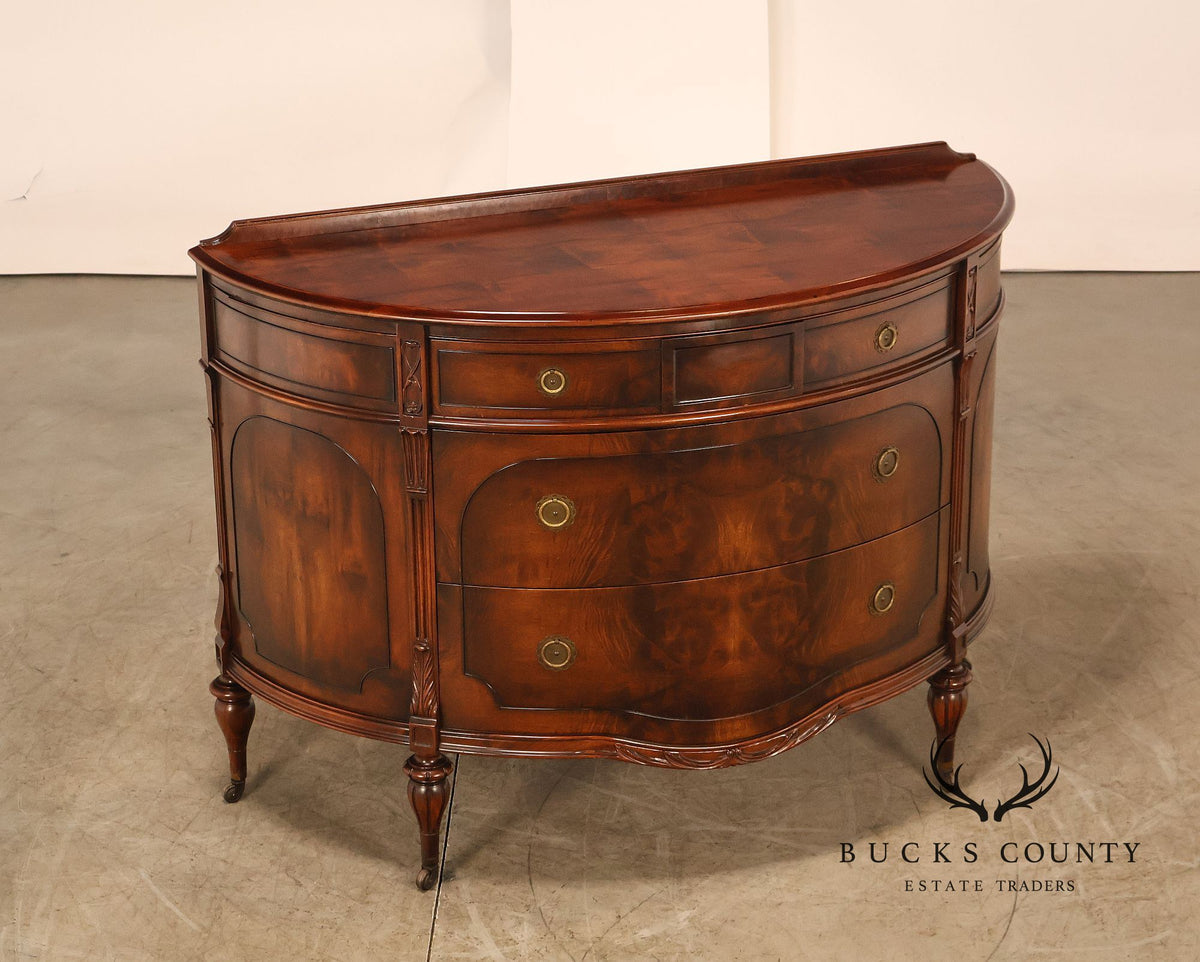 Vintage French Regency Style Mahogany Bow Front Sideboard Buffet