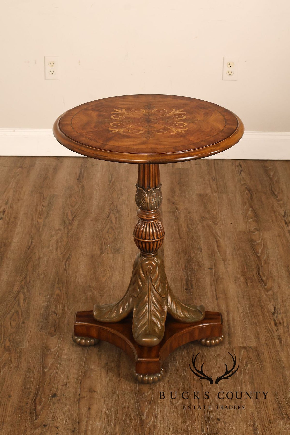 Maitland-Smith Empire Style Pair of Pedestal Side Tables