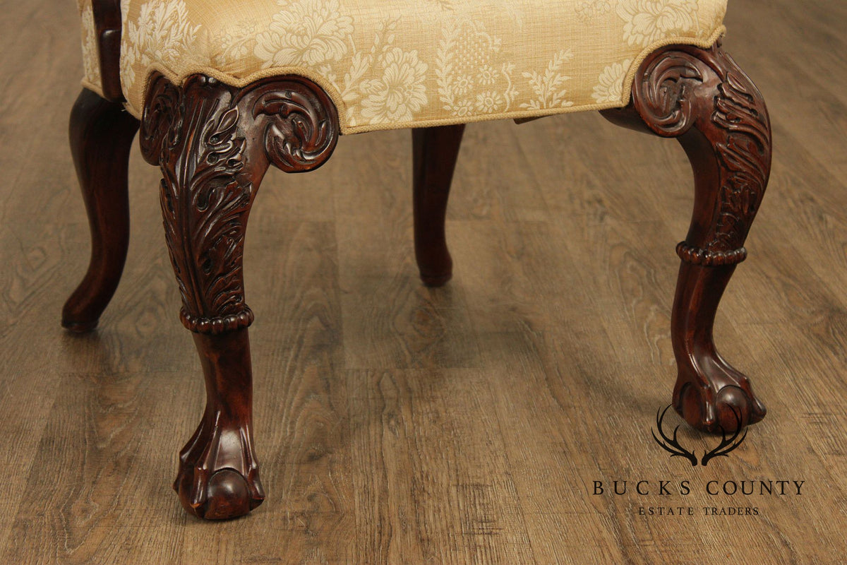Century Furniture Chippendale Style Pair of Carved Mahogany Armchairs