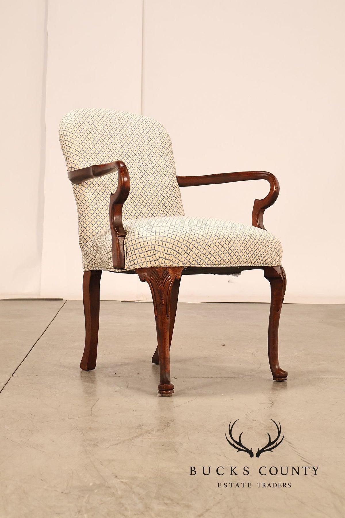Queen Anne Style Pair of Mahogany Armchairs