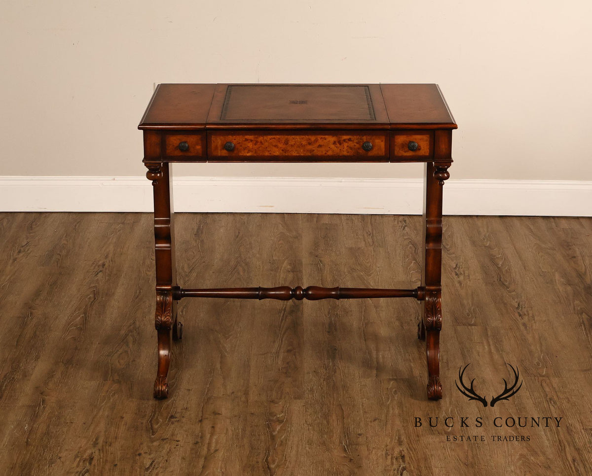 Theodore Alexander Mahogany Burl Wood Game Table