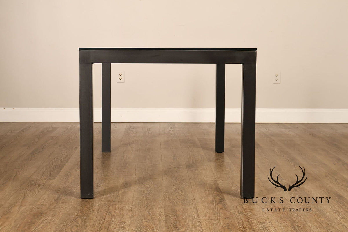 Mitchell Gold + Bob Williams Modern Parsons Style Glass Top Dining Table