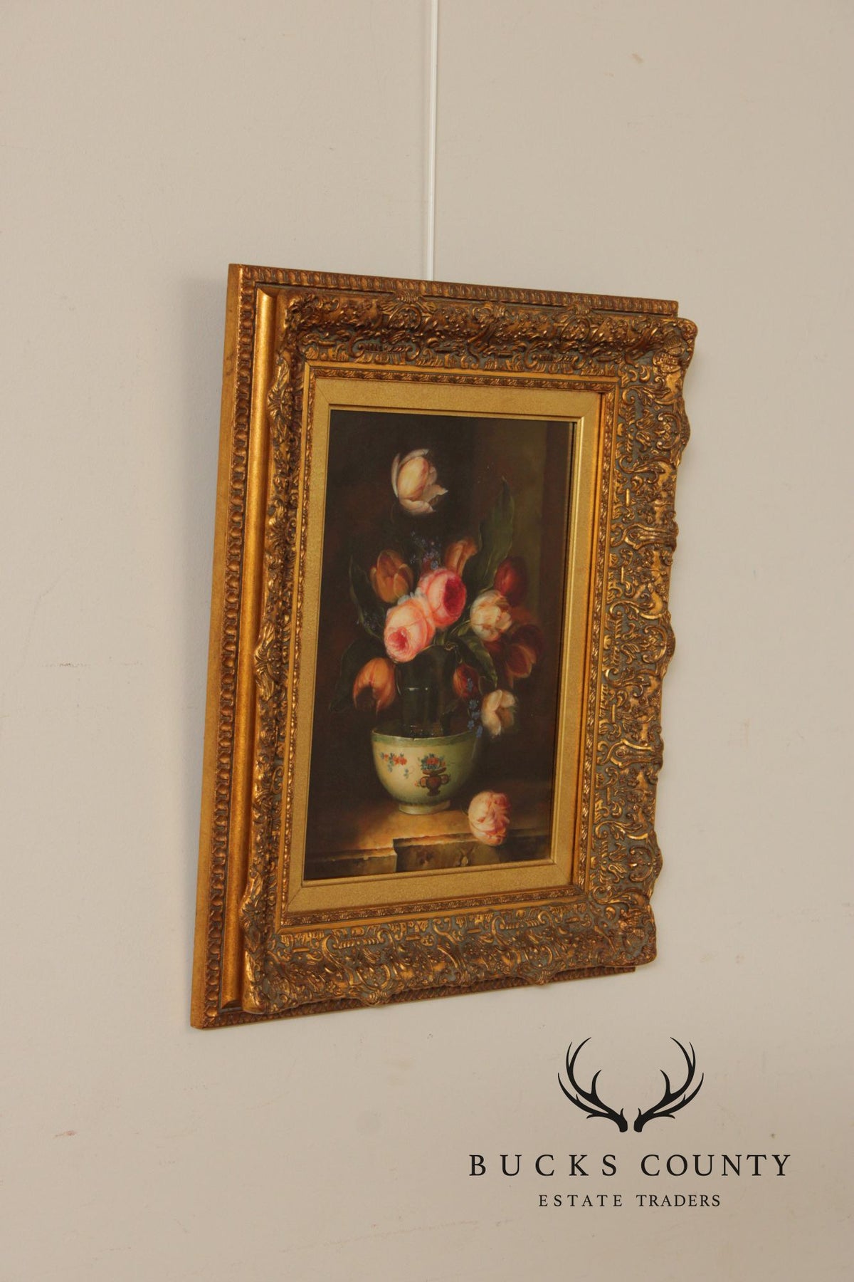 Giltwood Framed Still-Life Print, Signed