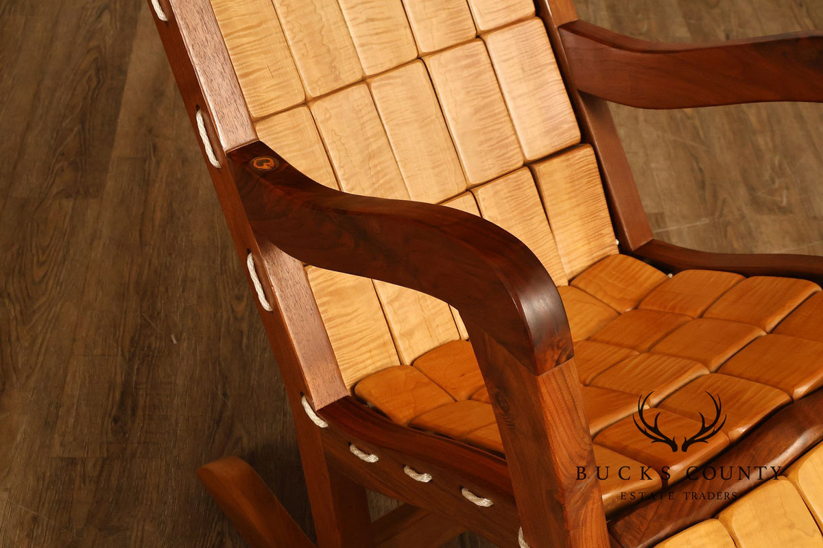 Gerry Grant Studio Crafted Walnut and Maple Rocker and Ottoman