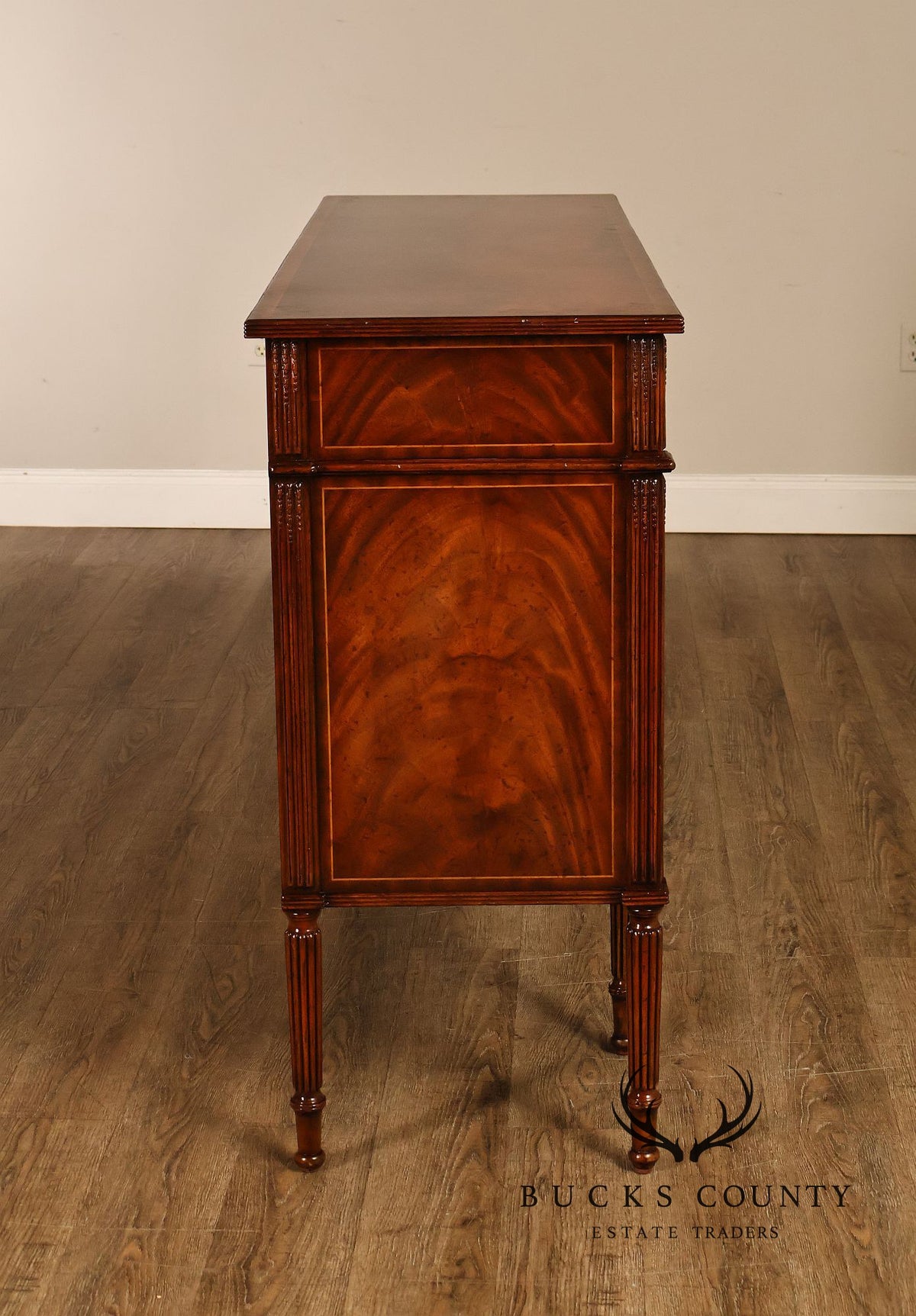 Jonathan Charles Mahogany Federal Style Credenza Sideboard With Brass Hardware