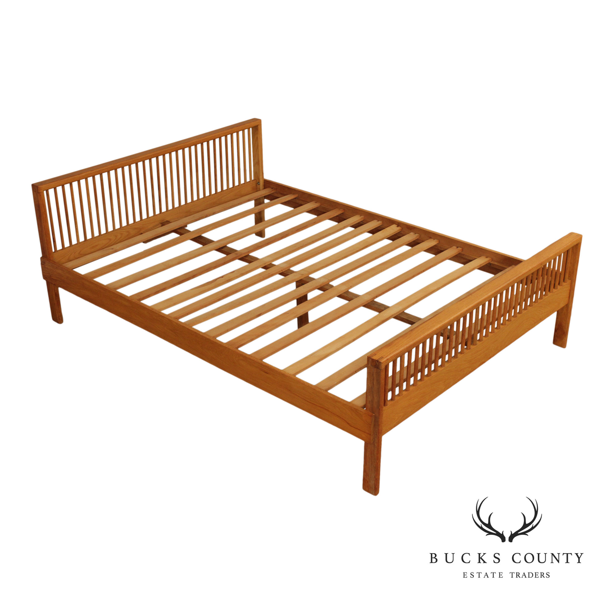 Charles Webb Mid Century Modern Queen Size Spindle Bed Frame