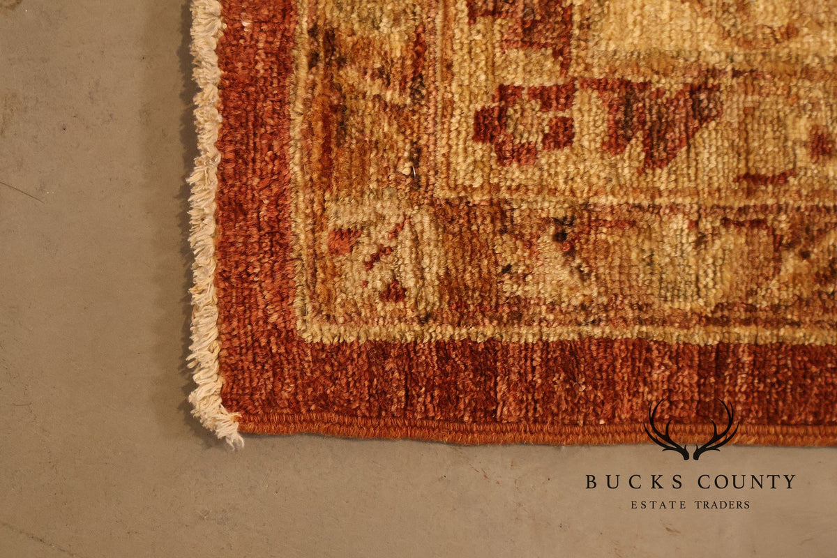 9' x 14' Traditional Oriental Style Rust And Cream Floral Area Rug