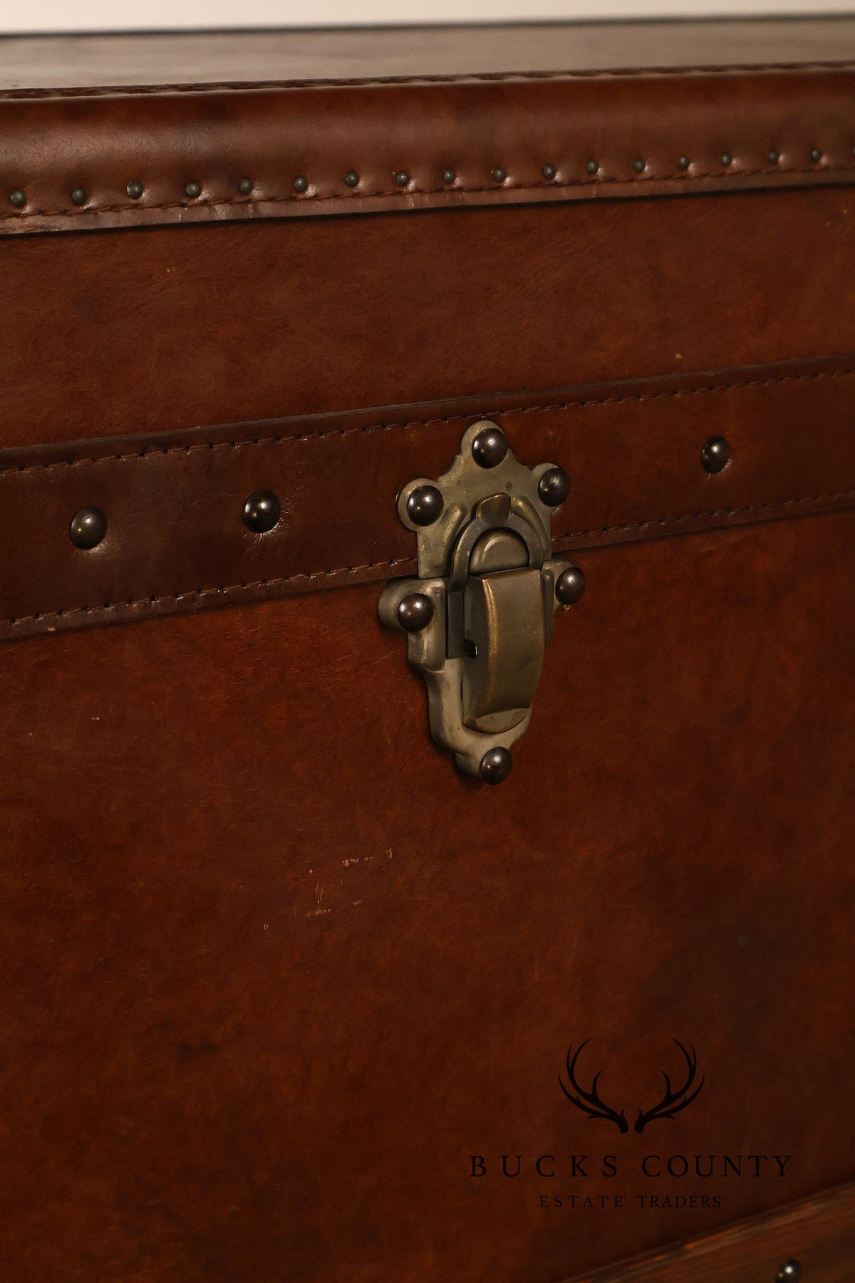 Restoration Hardware Leather Campaign-Style Storage Trunk With Drawers