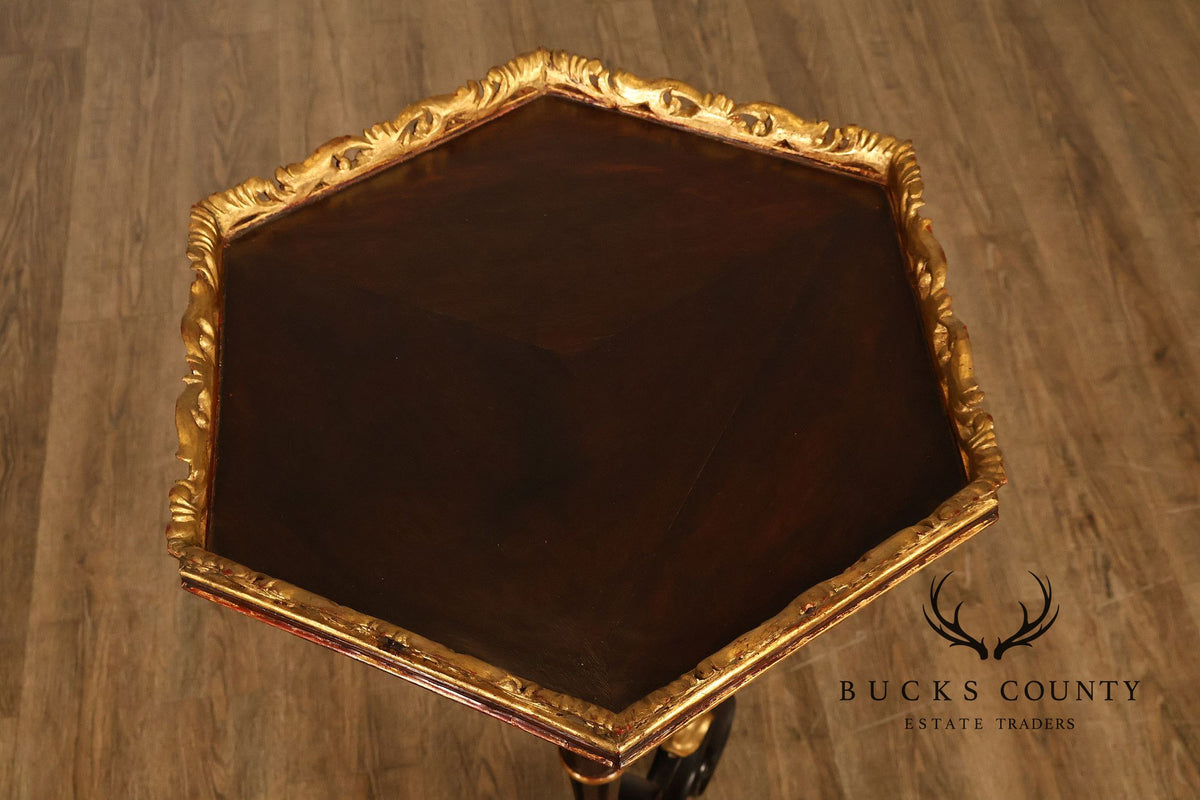Italian Regency Style Mahogany And Gilt Pedestal Plant Stand