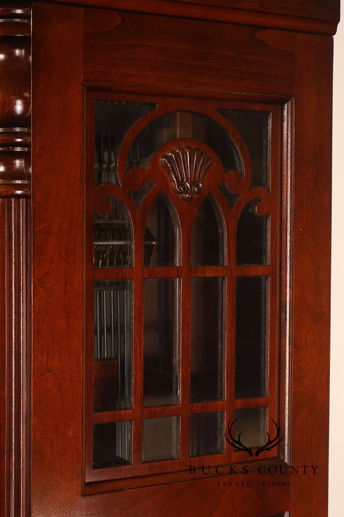 Sligh Mahogany Grandfather Clock With Moon Dial And Triple Chime Movement