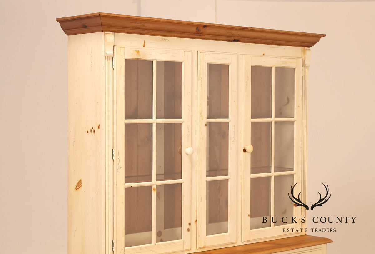 Ethan Allen Distressed Painted Pine China Cabinet