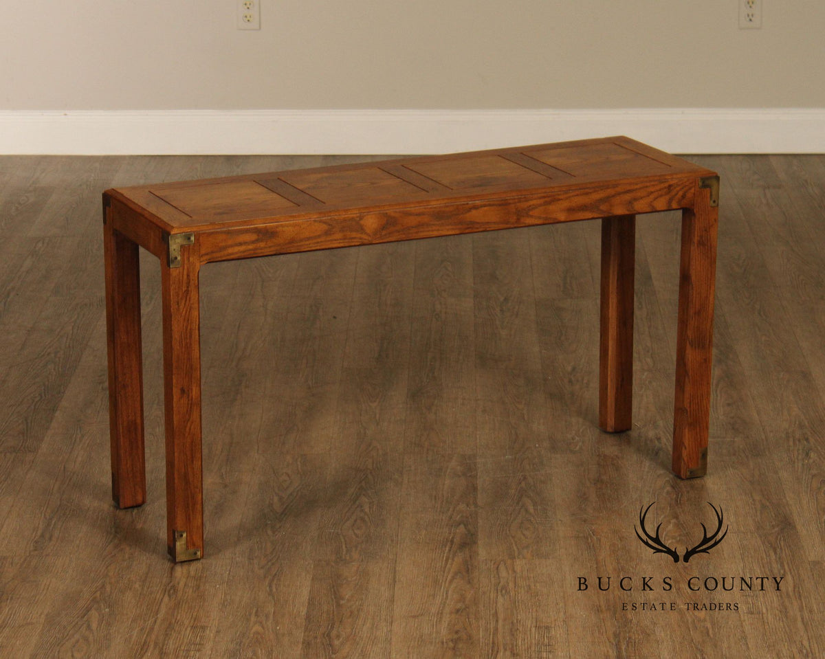 Henredon Artefacts Campaign Style Oak Console Table