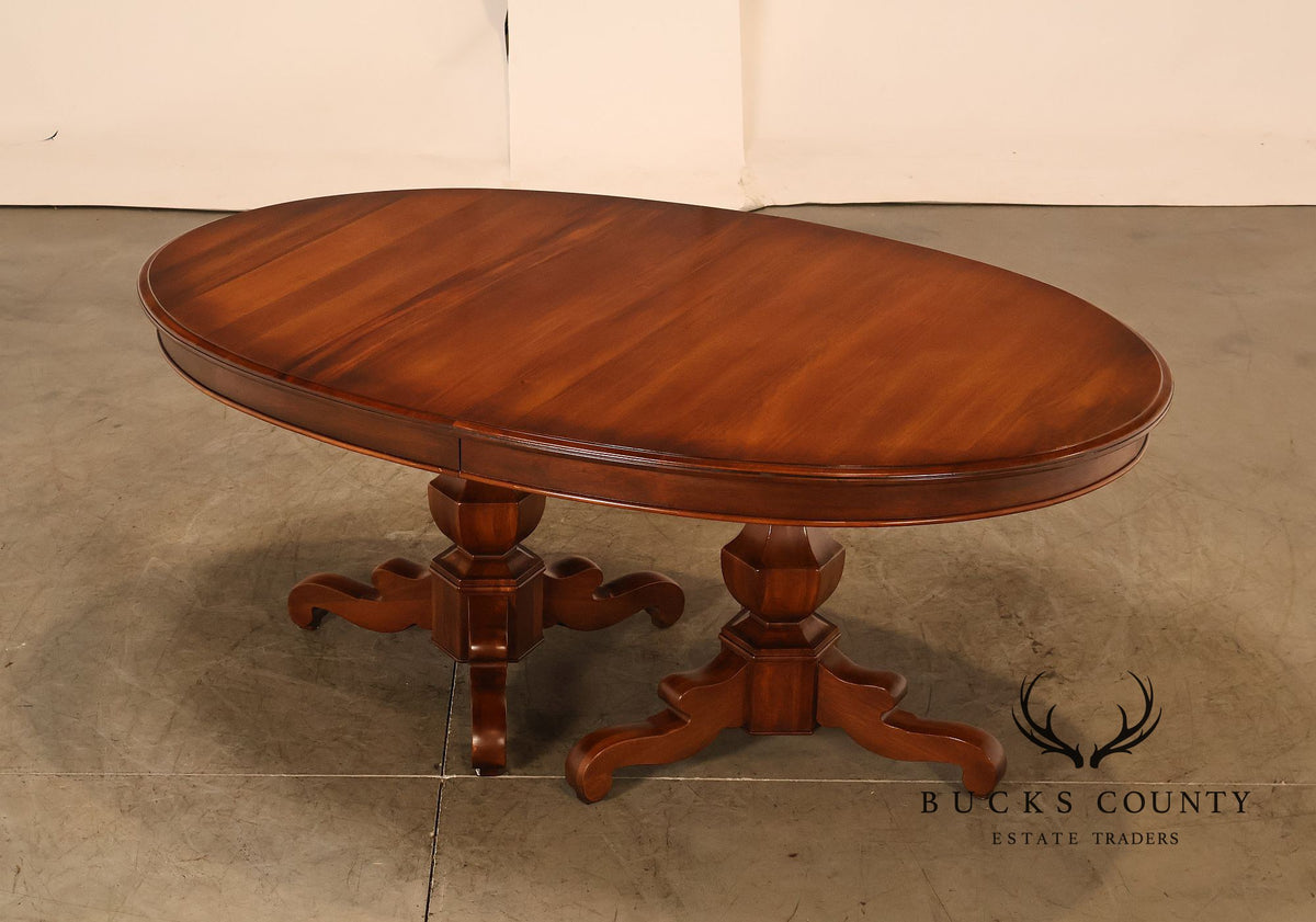 Henredon Oval Double Pedestal Extension Dining Table With Three Leaves