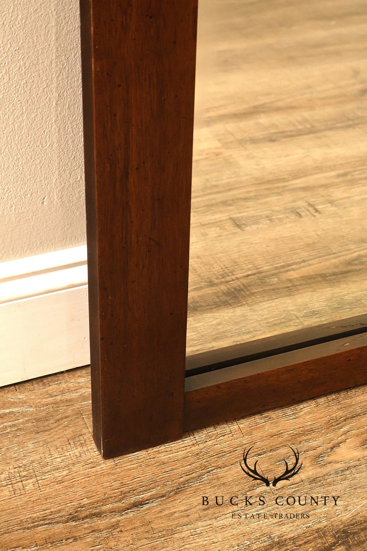 Lane Mid-Century Modern Brutalist Walnut Geometric Wall Mirror
