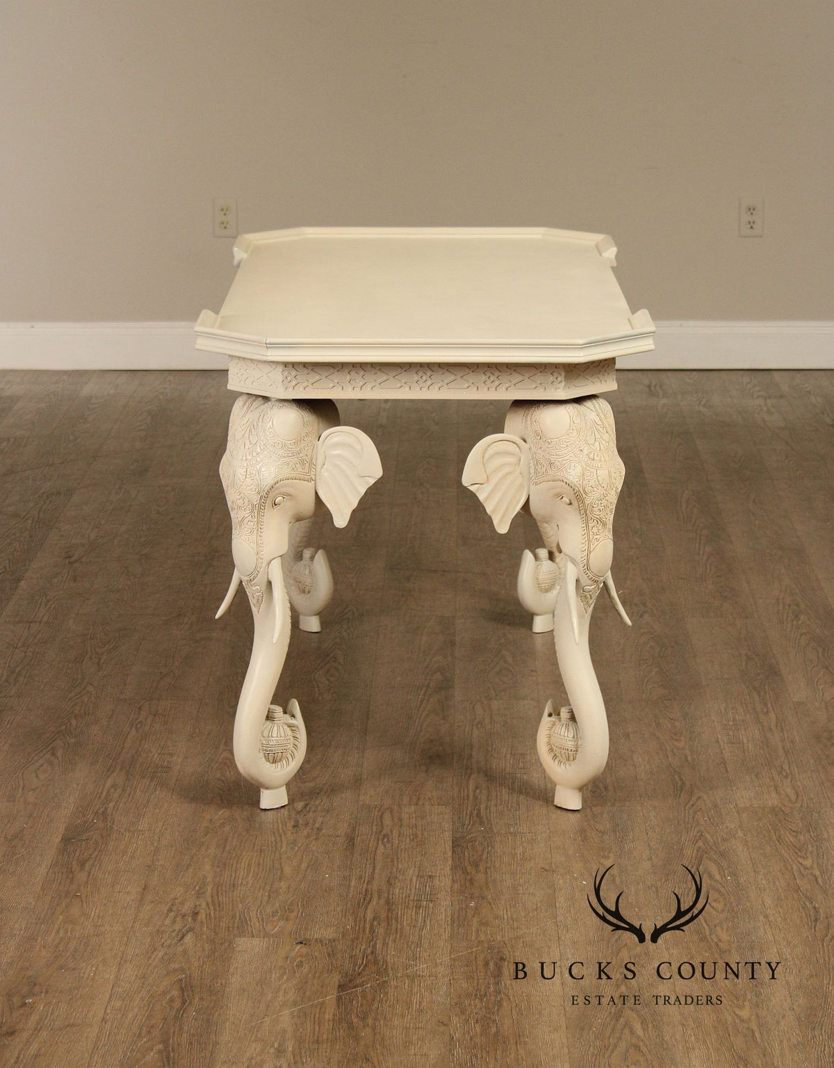 Hollywood Regency Painted Elephant Head Writing Desk