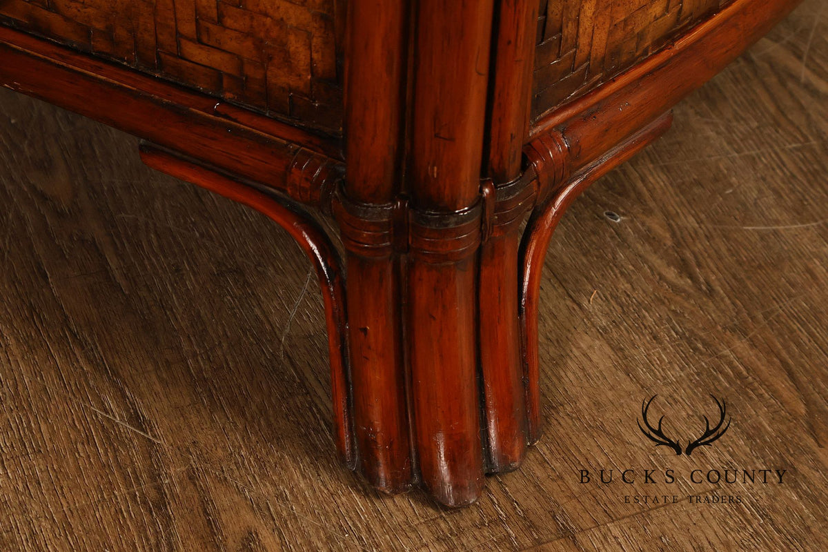 Maitland Smith Campaign Style Bowfront Rattan Chest