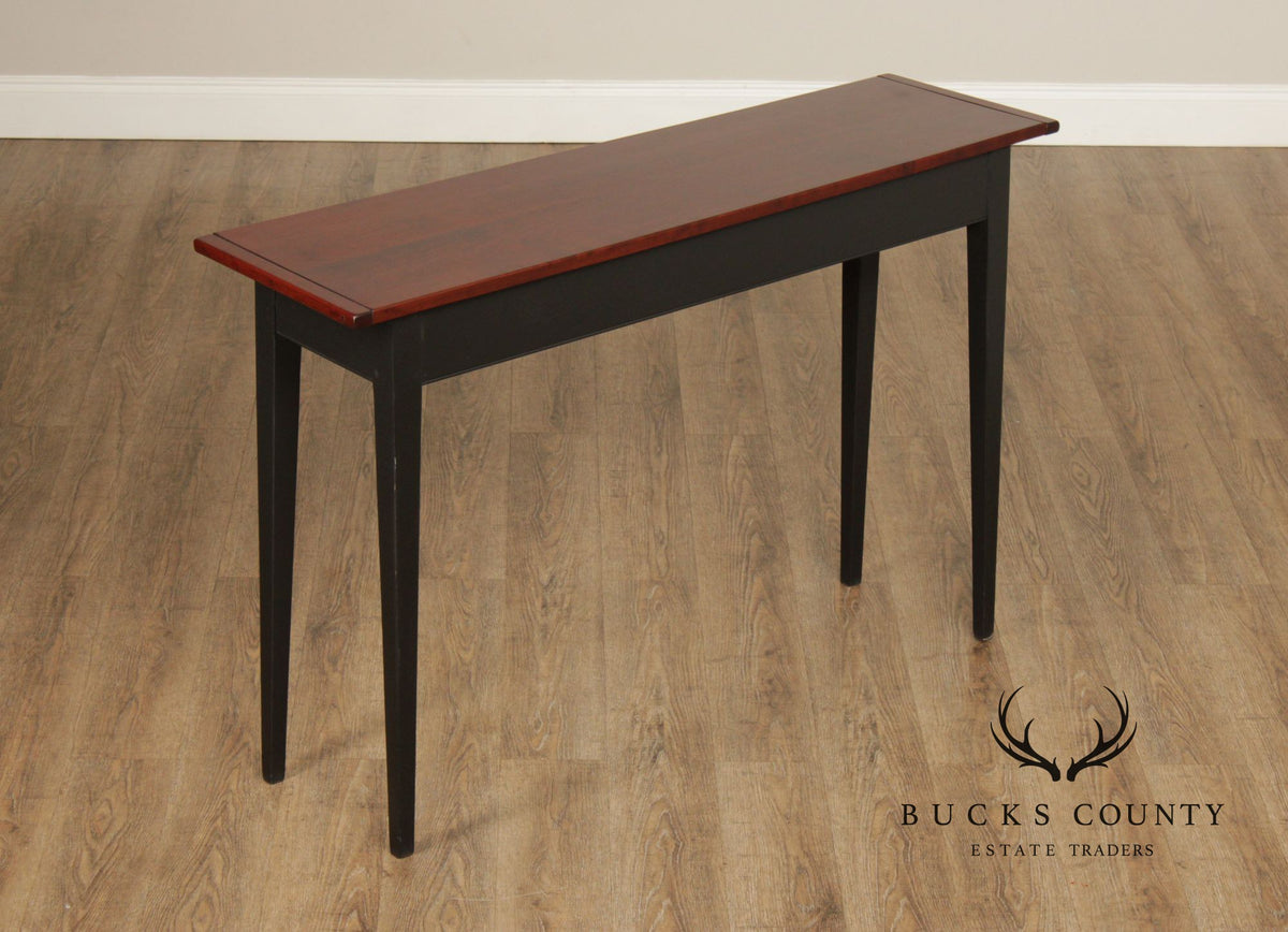 Shaker Style Painted Base Cherry Console Table