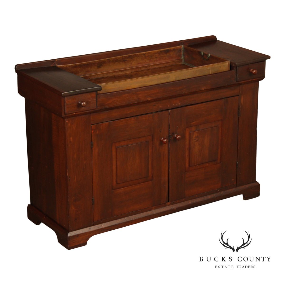 Antique Farmhouse Pine and Copper Dry Sink