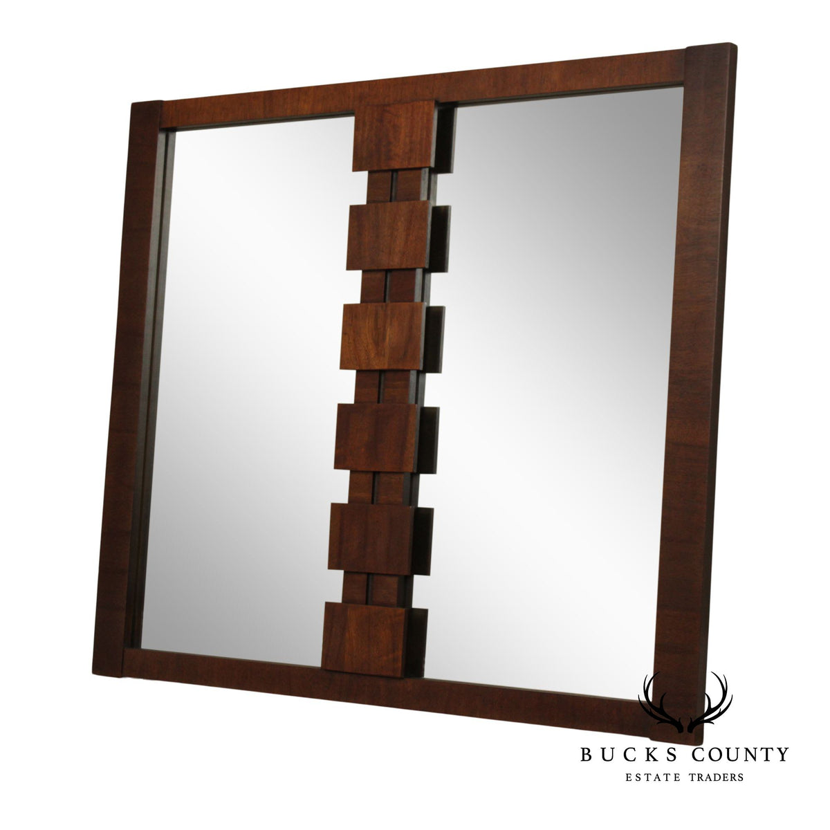 Lane 'Staccato' Brutalist Walnut Wall Mirror