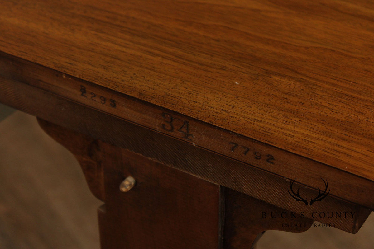 Mid Century Modern Round Walnut Extendable Dining Table