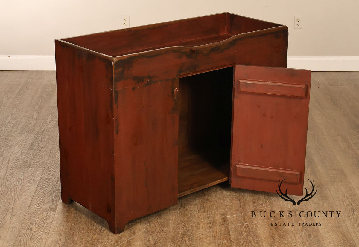Custom Crafted Primitive Painted Pine Dry Sink Cabinet
